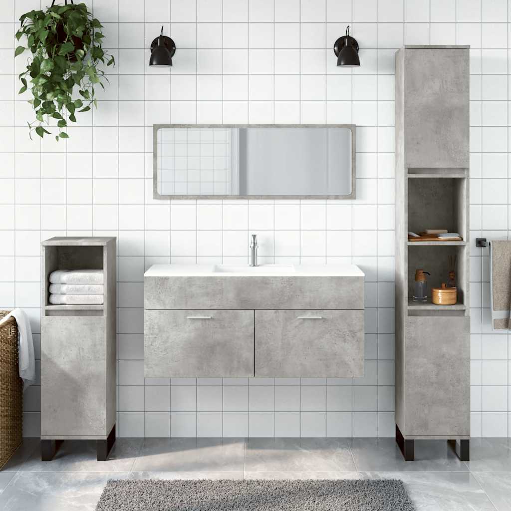 Bathroom Cabinet with Mirror Engineered Wood Concrete grey