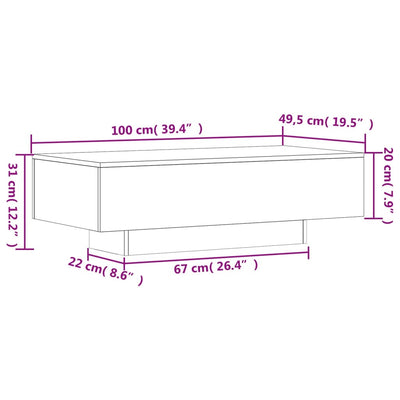 Coffee Table Brown Oak 100x49.5x31 cm Engineered Wood