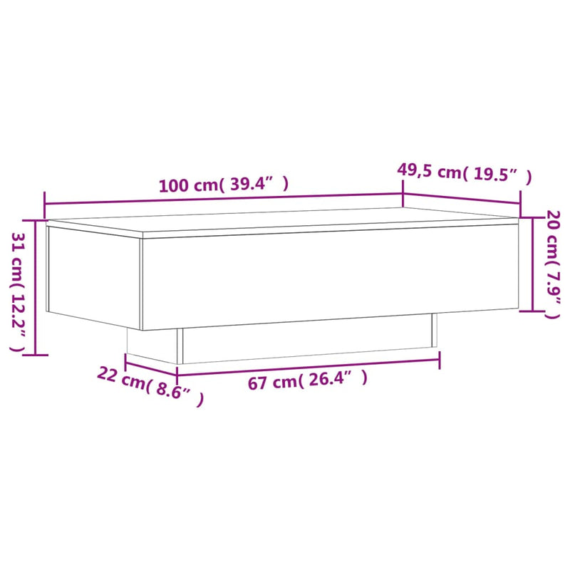 Coffee Table Brown Oak 100x49.5x31 cm Engineered Wood