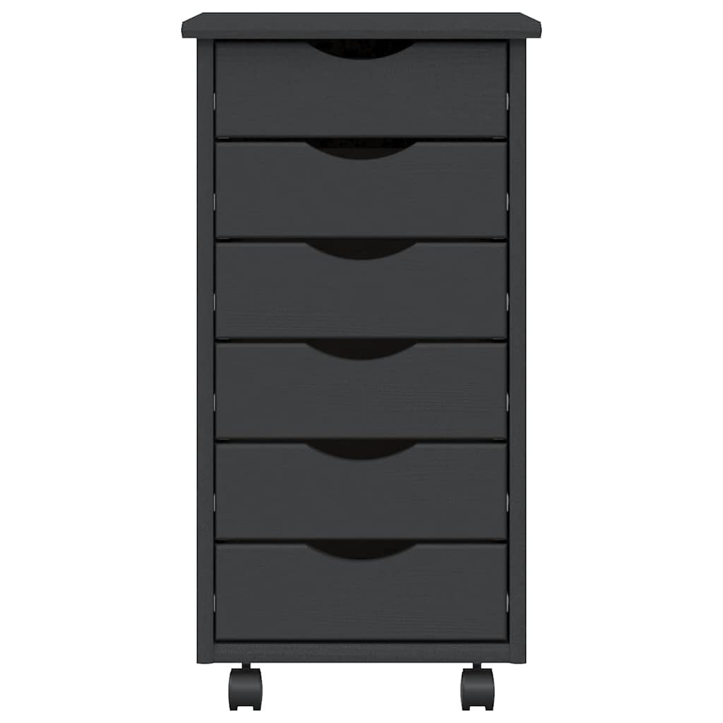 vidaXL Rolling Cabinet with Drawers "MOSS" Grey Solid Wood Pine 5