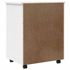 Rolling Cabinet with Drawers "MOSS" White Solid Wood Pine, image 6