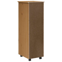 Rolling Cabinet with Drawers "MOSS" Honey Brown Solid Wood Pine, image 6