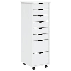 Rolling Cabinet with Drawers "MOSS" White Solid Wood Pine, image 2