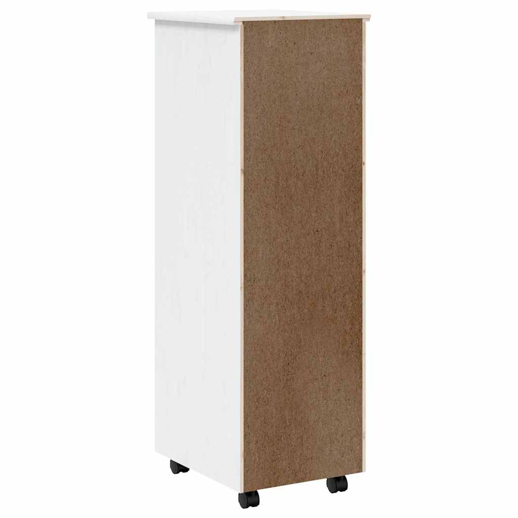Rolling Cabinet with Drawers "MOSS" White Solid Wood Pine, image 6