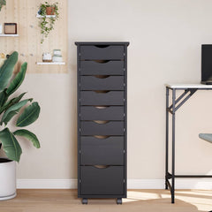 Rolling Cabinet with Drawers "MOSS" Grey Solid Wood Pine, image 3