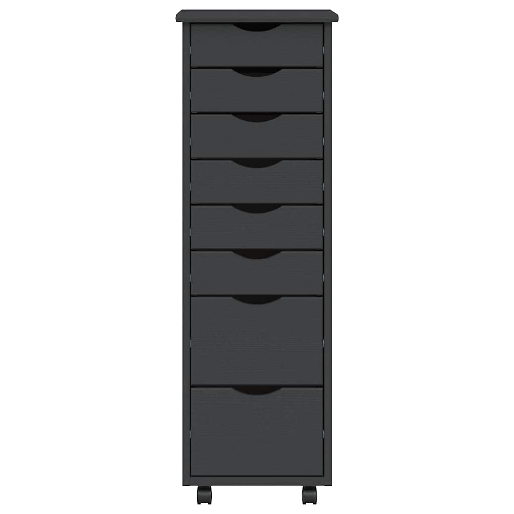 Rolling Cabinet with Drawers "MOSS" Grey Solid Wood Pine, image 5