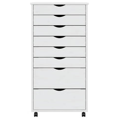 Rolling Cabinet with Drawers "MOSS" White Solid Wood Pine, image 5
