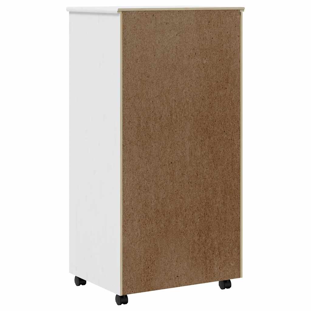 Rolling Cabinet with Drawers "MOSS" White Solid Wood Pine, image 6
