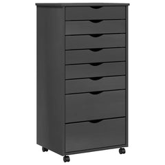 Rolling Cabinet with Drawers "MOSS" Grey Solid Wood Pine, image 2