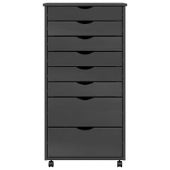 Rolling Cabinet with Drawers "MOSS" Grey Solid Wood Pine, image 4