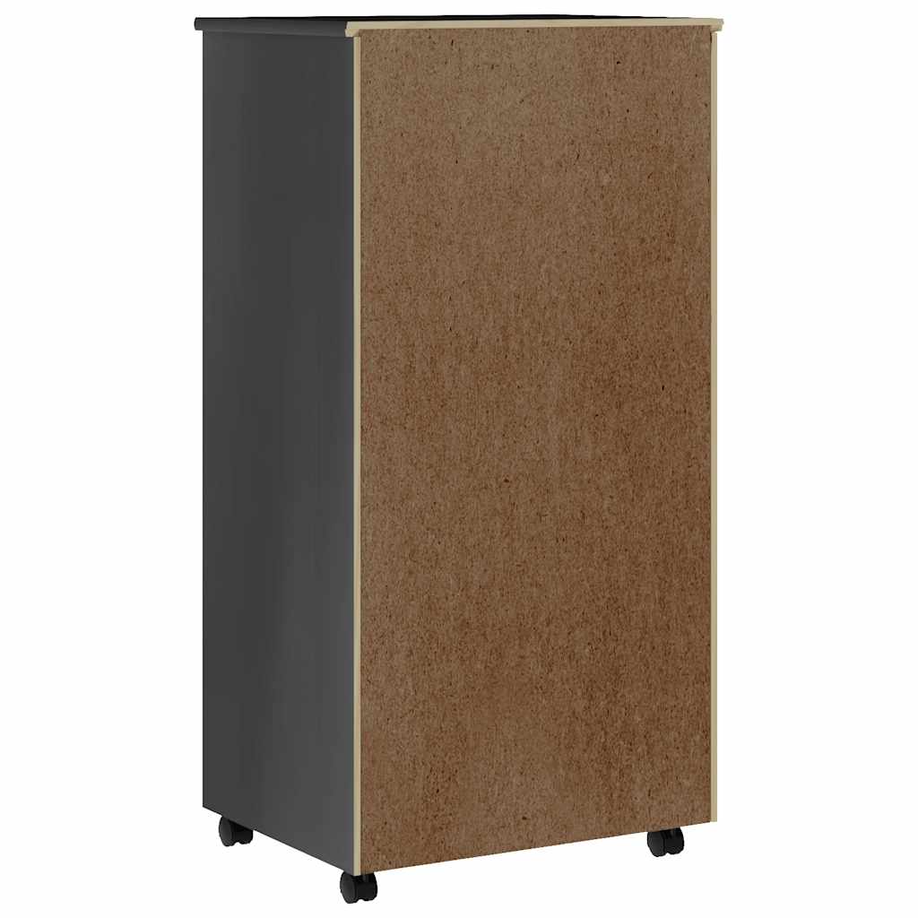 Rolling Cabinet with Drawers "MOSS" Grey Solid Wood Pine, image 5