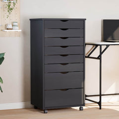 Rolling Cabinet with Drawers "MOSS" Grey Solid Wood Pine
