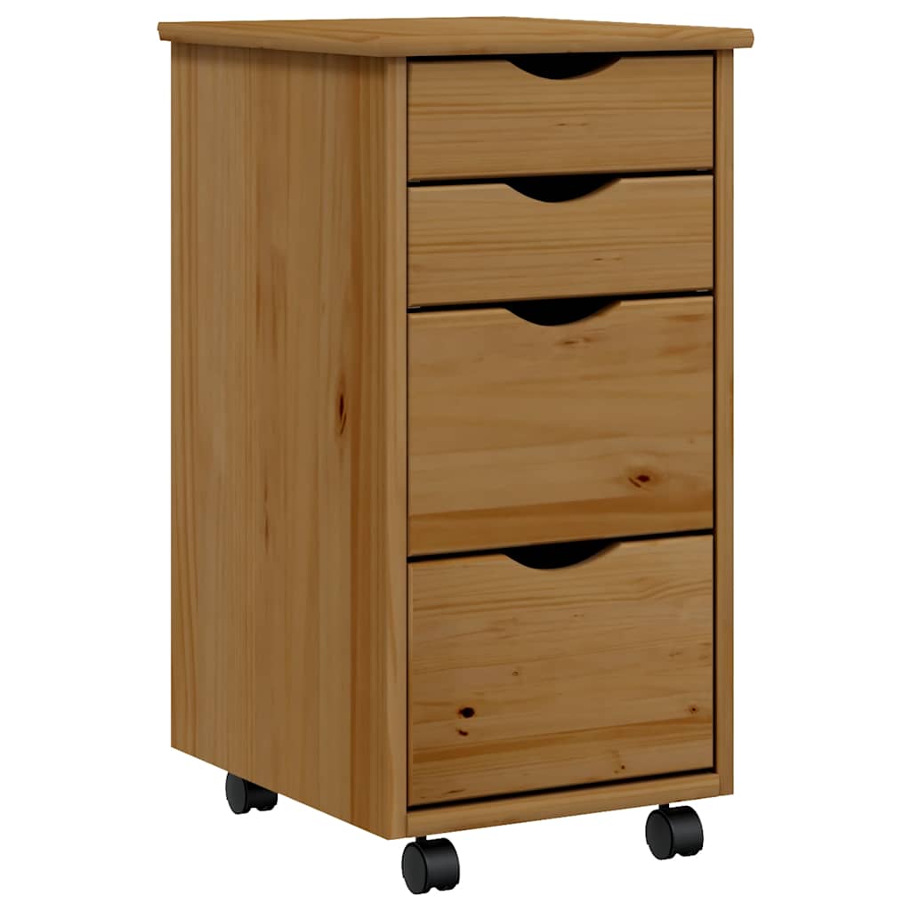 Rolling Cabinet with Drawers "MOSS" Solid Wood Pine