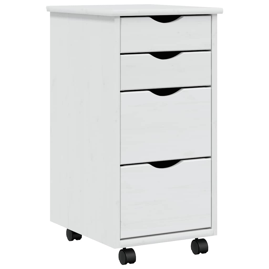 Rolling Cabinet with Drawers "MOSS" Solid Wood Pine