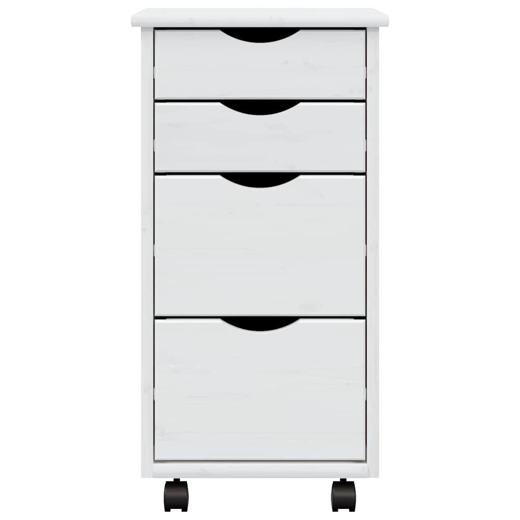 Rolling Cabinet with Drawers "MOSS" White Solid Wood Pine, image 5