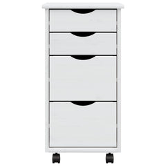 Rolling Cabinet with Drawers "MOSS" White Solid Wood Pine, image 5
