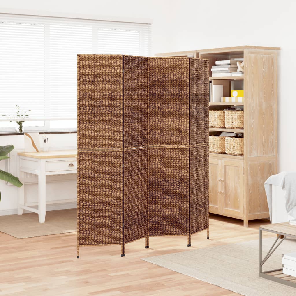 Room Divider 3-Panel Water Hyacinth Brown 163 x 180 cm