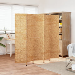 Room Divider 3-Panel Water Hyacinth Light brown 205 x 180 cm