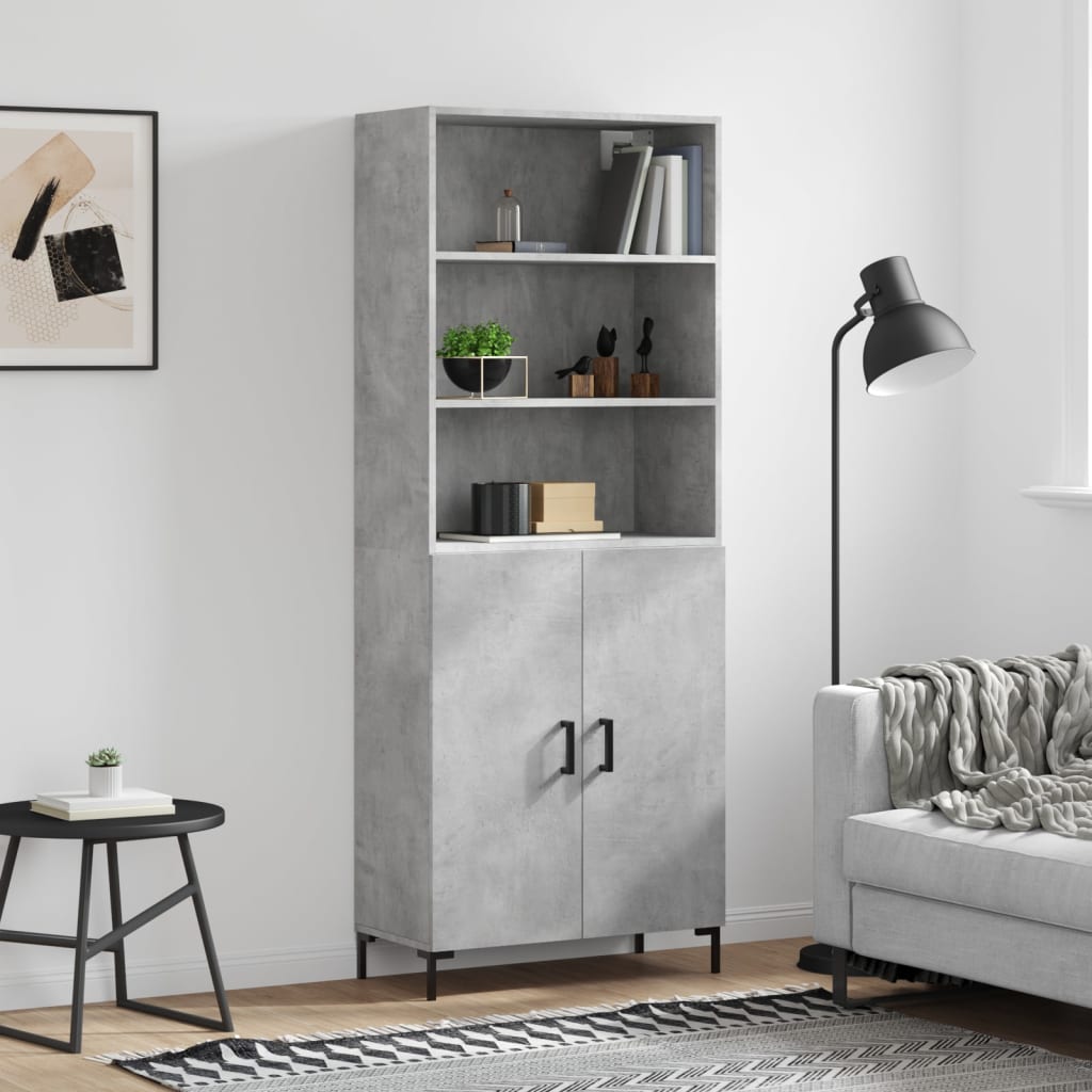 vidaXL Highboard Concrete Grey 69,5x34x180 cm Engineered Wood 1