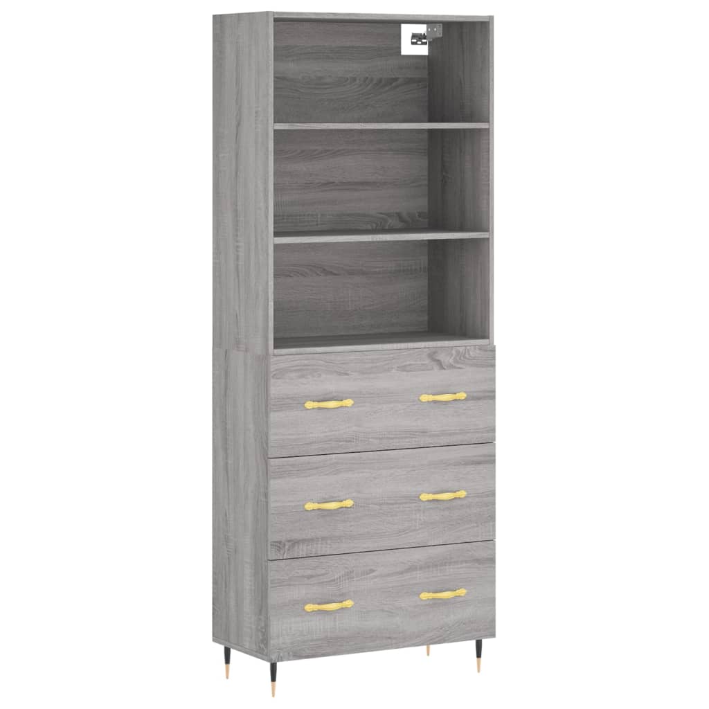 vidaXL Highboard Grey Sonoma 69,5x34x180 cm Engineered Wood 2