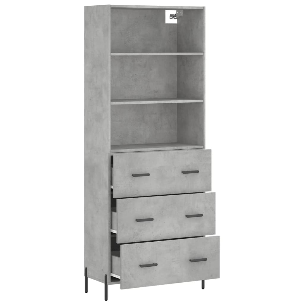 vidaXL Highboard Concrete Grey 69,5x34x180 cm Engineered Wood 3