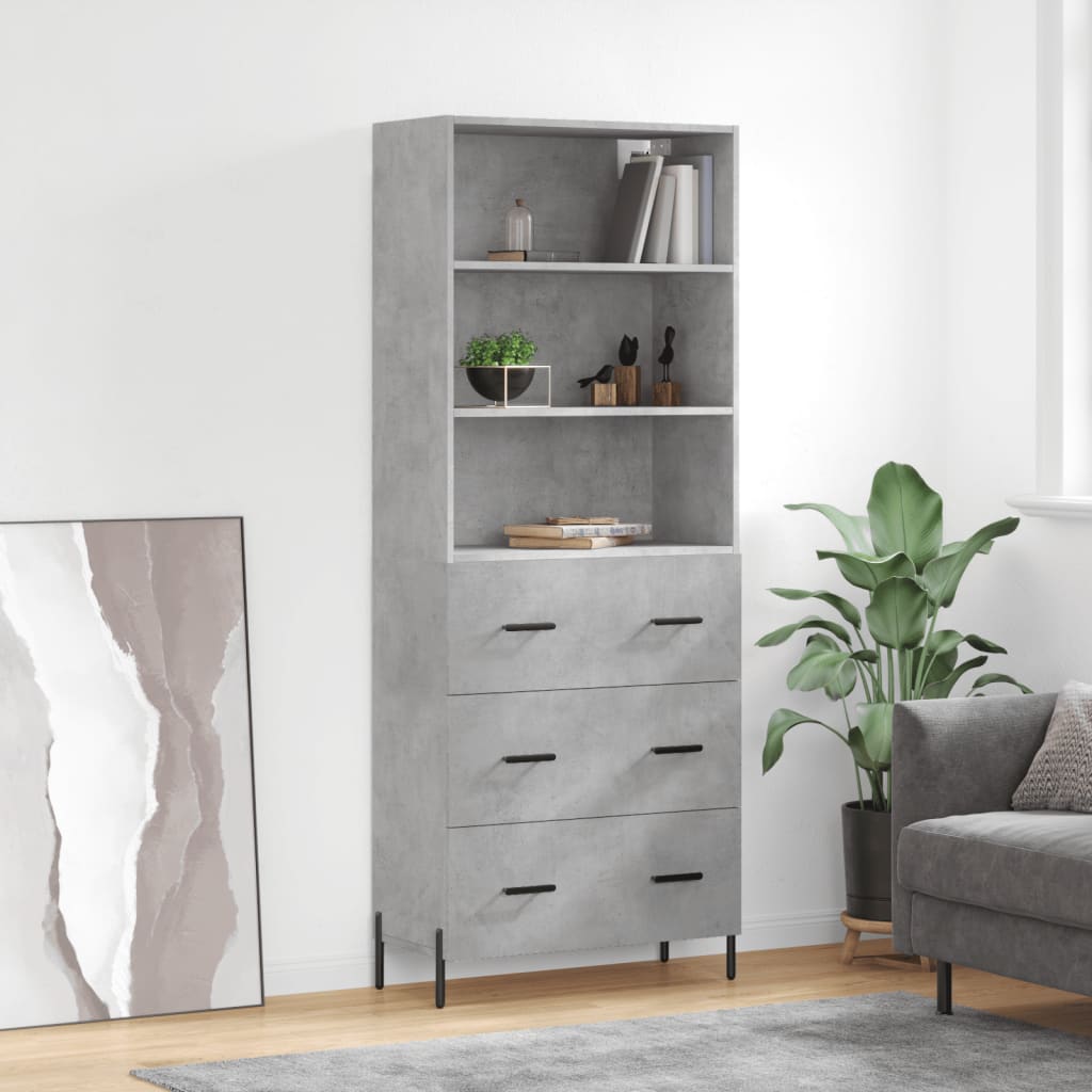 vidaXL Highboard Concrete Grey 69,5x34x180 cm Engineered Wood 1