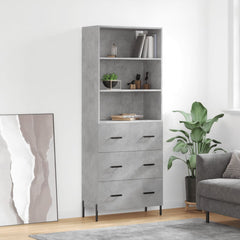 vidaXL Highboard Concrete Grey 69,5x34x180 cm Engineered Wood 1