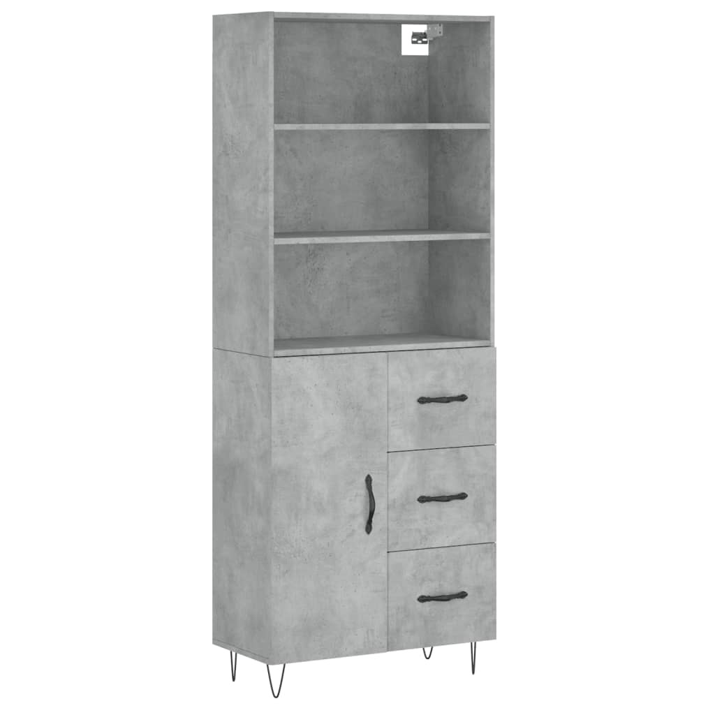 vidaXL Highboard Concrete Grey 69,5x34x180 cm Engineered Wood 2