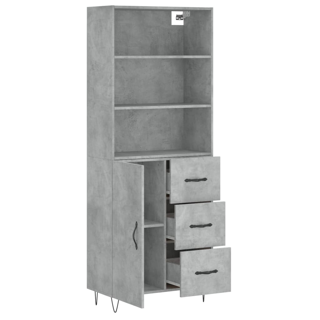 vidaXL Highboard Concrete Grey 69,5x34x180 cm Engineered Wood 3