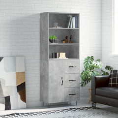 vidaXL Highboard Concrete Grey 69,5x34x180 cm Engineered Wood 1