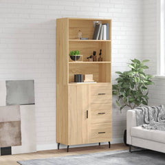 Highboard 69.5x34x180 cm Engineered Wood 1 Door 3 Drawers Sonoma oak