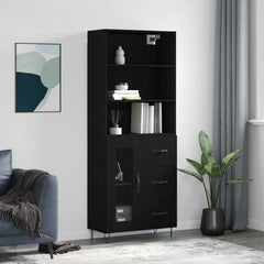 vidaXL Highboard Black 69,5x34x180 cm Engineered Wood 1