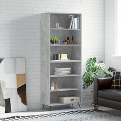 Highboard 69.5x32.5x180 cm Engineered Wood 3 Shelves Concrete grey
