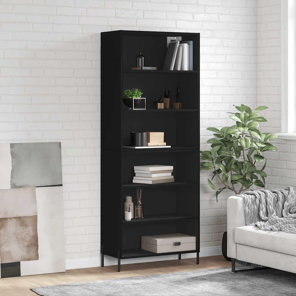 vidaXL Highboard Black 69,5x32,5x180 cm Engineered Wood 1