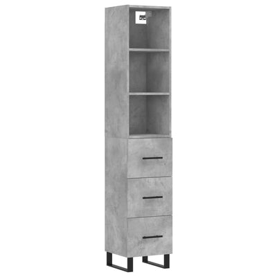 Highboard Concrete Grey 34.5x34x180 cm Engineered Wood