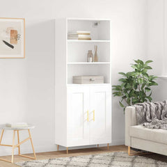 Highboard 69.5x34x180 cm Engineered Wood 2 Wood Doors White