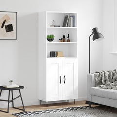 Highboard 69.5x34x180 cm Engineered Wood 2 Wood Doors White