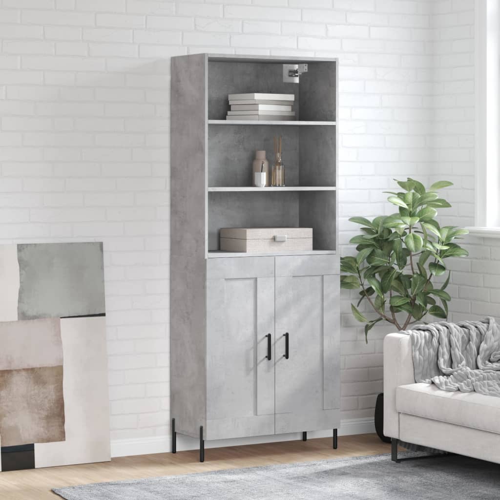 Highboard 69.5x34x180 cm Engineered Wood 2 Wood Doors Concrete grey