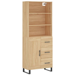 Highboard 69.5x34x180 cm Engineered Wood 1 Wood Door 3 Drawers Sonoma oak
