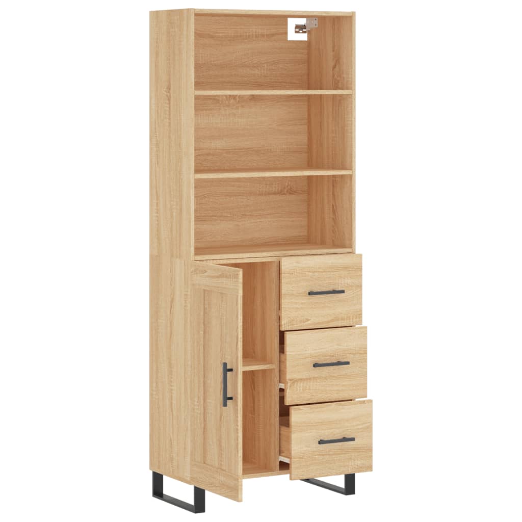 Highboard 69.5x34x180 cm Engineered Wood 1 Wood Door 3 Drawers Sonoma oak