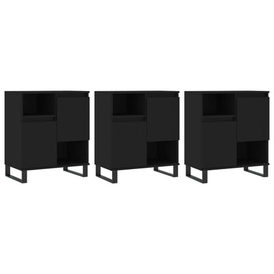 Sideboards 3 pcs Black Engineered Wood