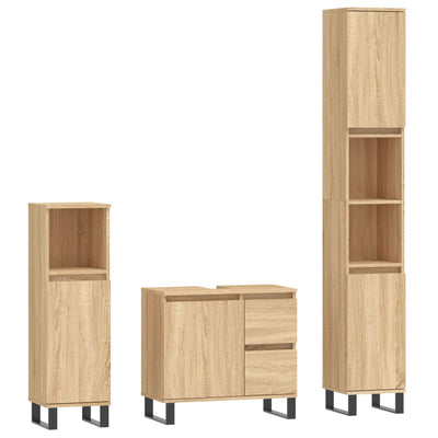 3 Piece Bathroom Furniture Set Sonoma Oak Engineered Wood