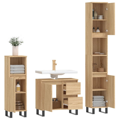 3 Piece Bathroom Furniture Set Sonoma Oak Engineered Wood