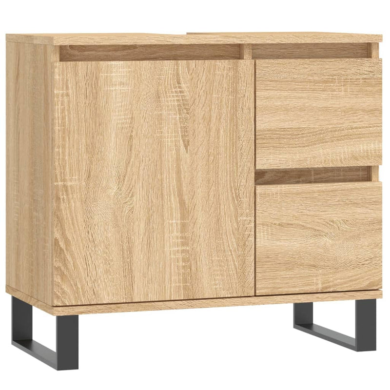 3 Piece Bathroom Furniture Set Sonoma Oak Engineered Wood