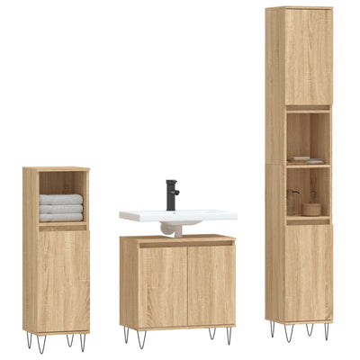 3 Piece Bathroom Furniture Set Sonoma Oak Engineered Wood