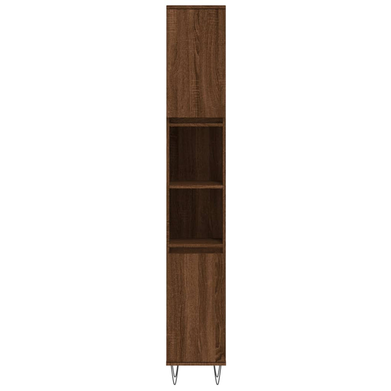 3 Piece Bathroom Furniture Set Brown Oak Engineered Wood