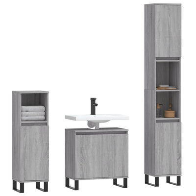 3 Piece Bathroom Furniture Set Grey Sonoma Engineered Wood