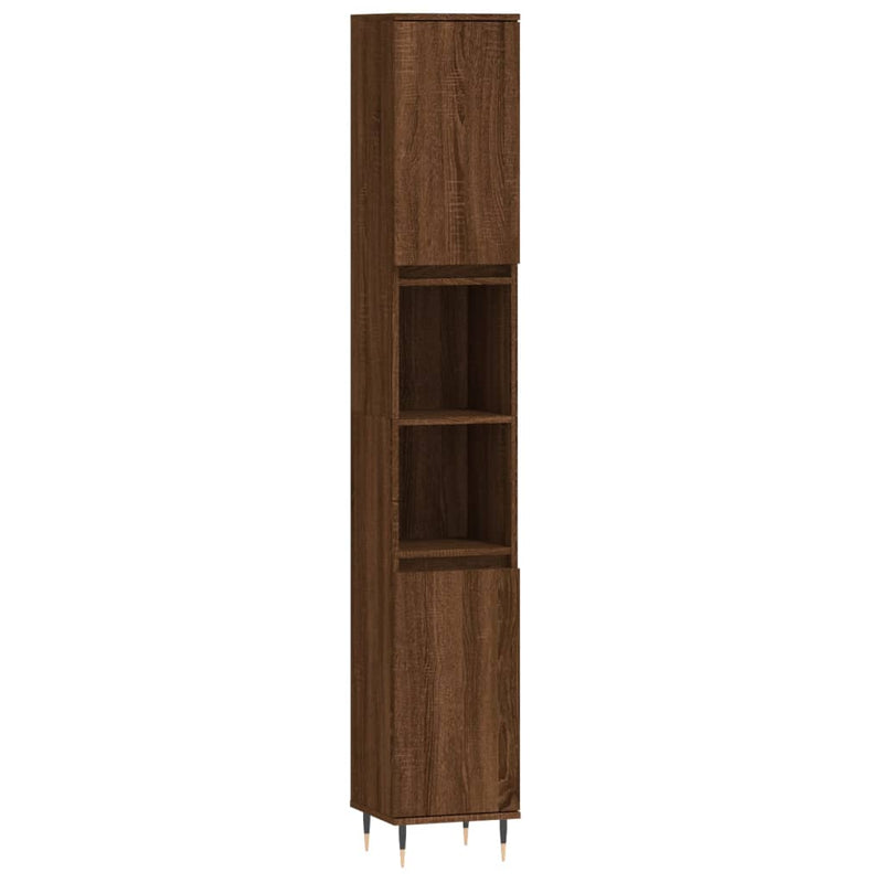 3 Piece Bathroom Furniture Set Brown Oak Engineered Wood