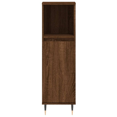 3 Piece Bathroom Furniture Set Brown Oak Engineered Wood