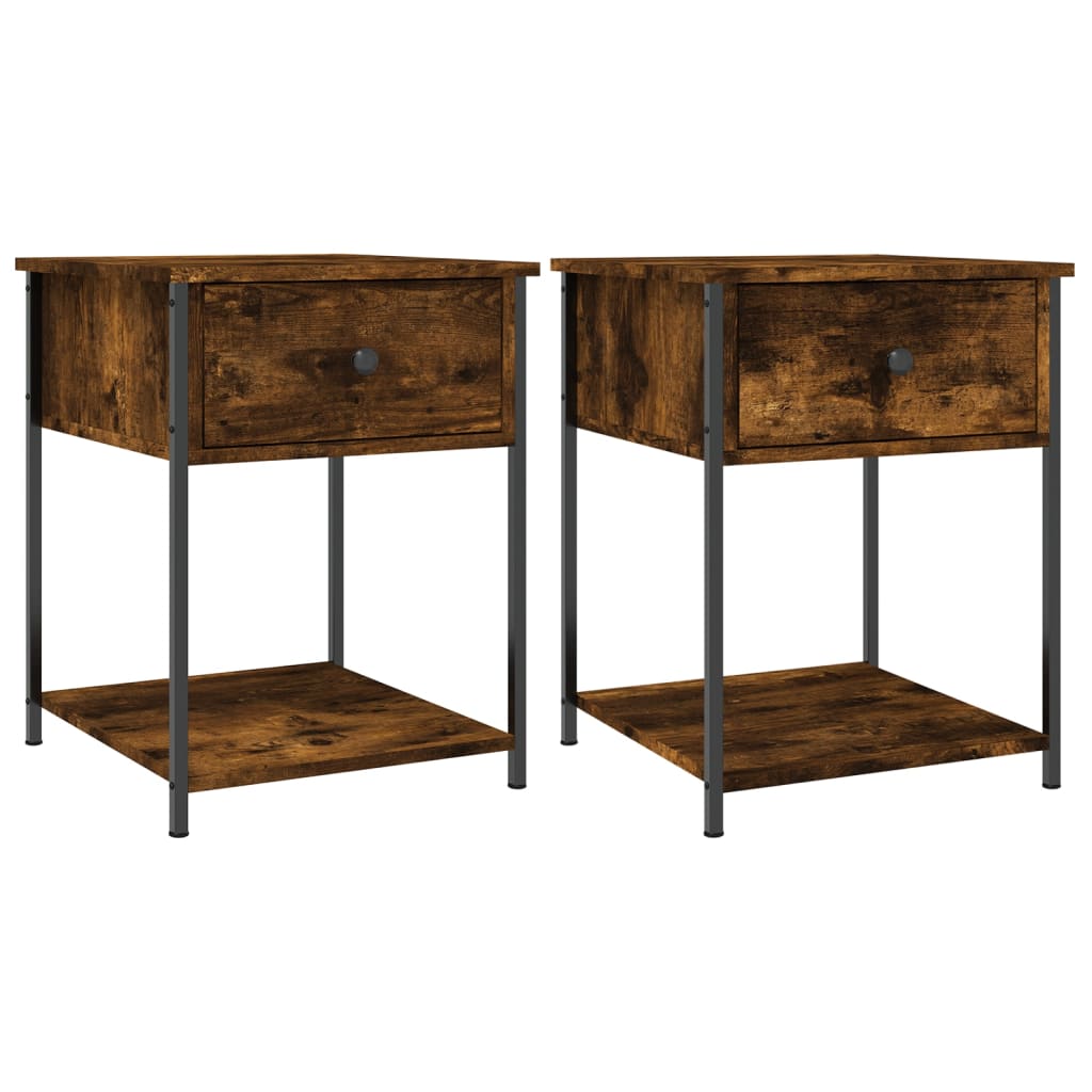 vidaXL Bedside Tables 2 pcs Smoked Oak 44x45x58 cm Engineered Wood 2